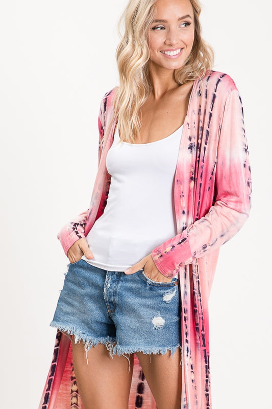 Top, Long Sleeve Tie-Dyed Cardigan