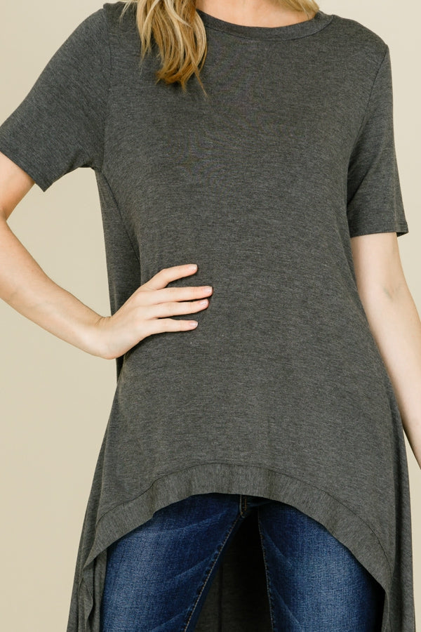 Tops, Short Sleeve Hi Low Top