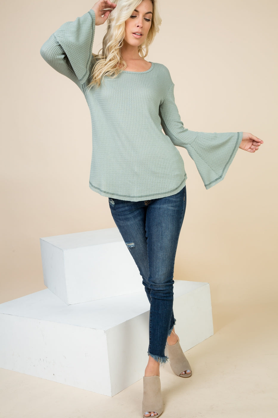 Tops, Solid Bell Long Sleeve Top