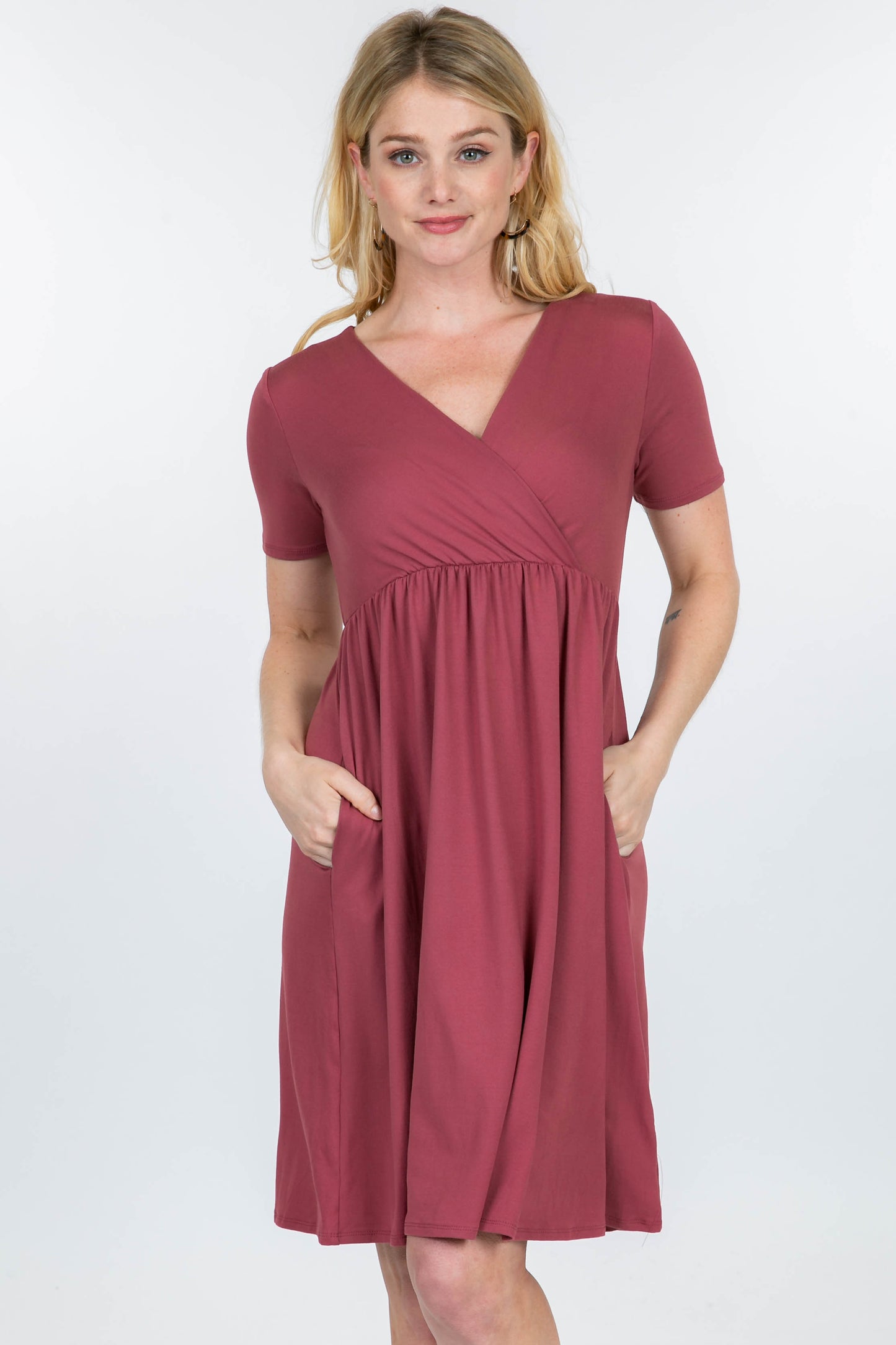 Dress, Short Sleeve Surplice w/Empire Waistline