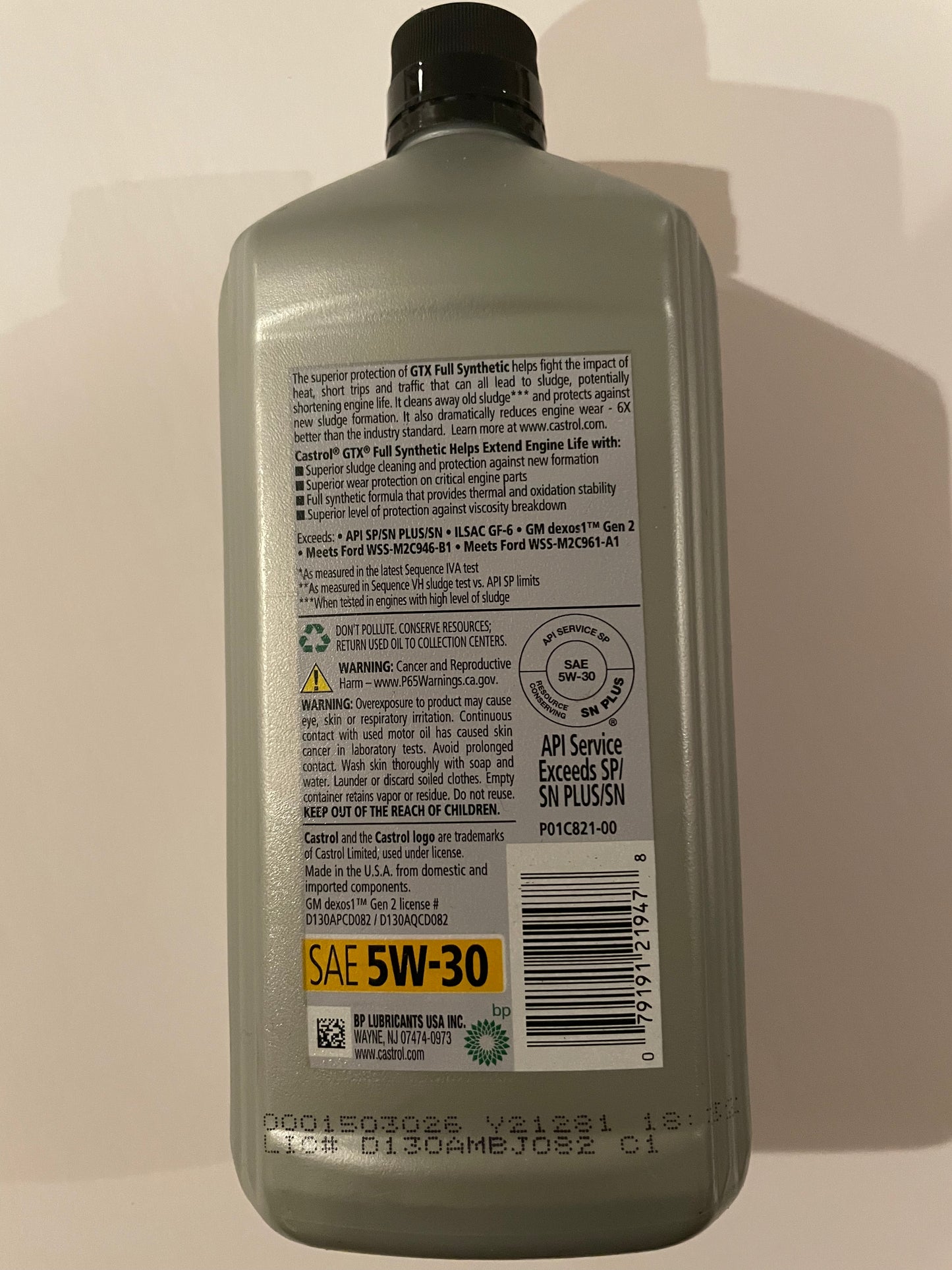Automotive, Castrol GTX Full Synthetic Motor Oil