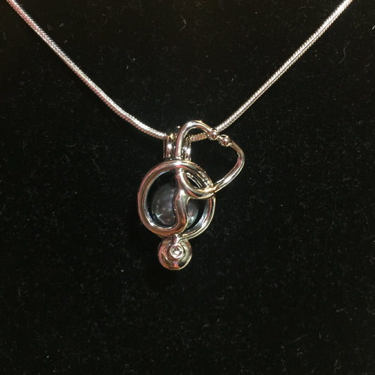 Doctor / Nurse Stethoscope Single-Pearl Cage Pendant (Silver Plated)