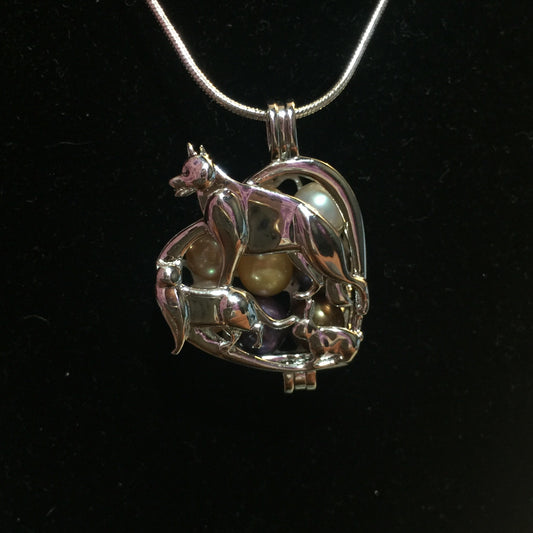 PHP Heart Logo Multi-Pearl Cage Pendant (Sterling silver)