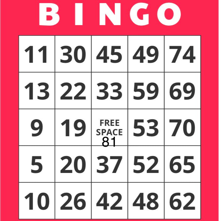 Game, Bingo: 9/19 at 3pm EST