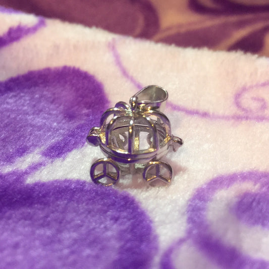 Cinderella Carriage Single-Pearl Cage Pendant (Sterling Silver)