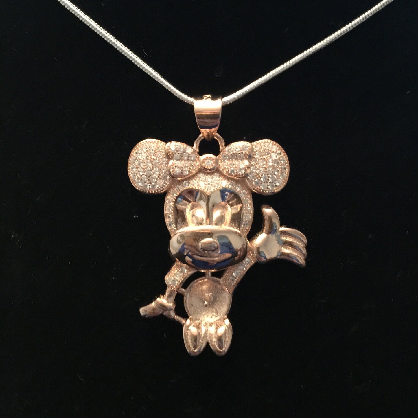 Minnie Mouse Short Single-Pearl Pendant Mounting (Sterling silver)