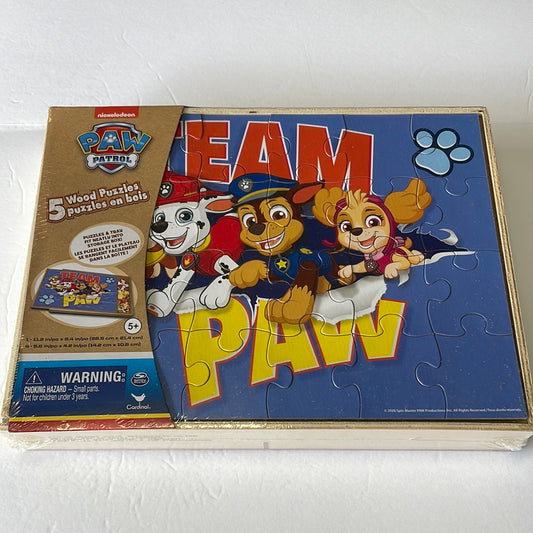 Licensed Wooden Puzzles, 5 Puzzles and Storage Box