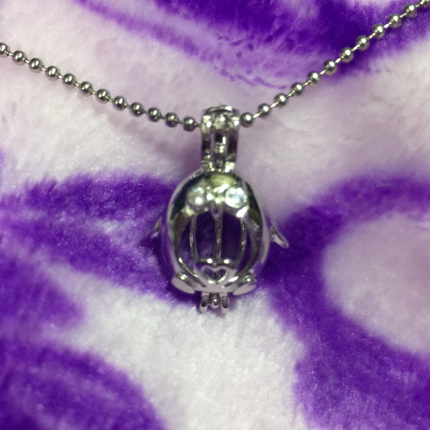 Penguin Single-Pearl Cage Pendant (Sterling Silver)