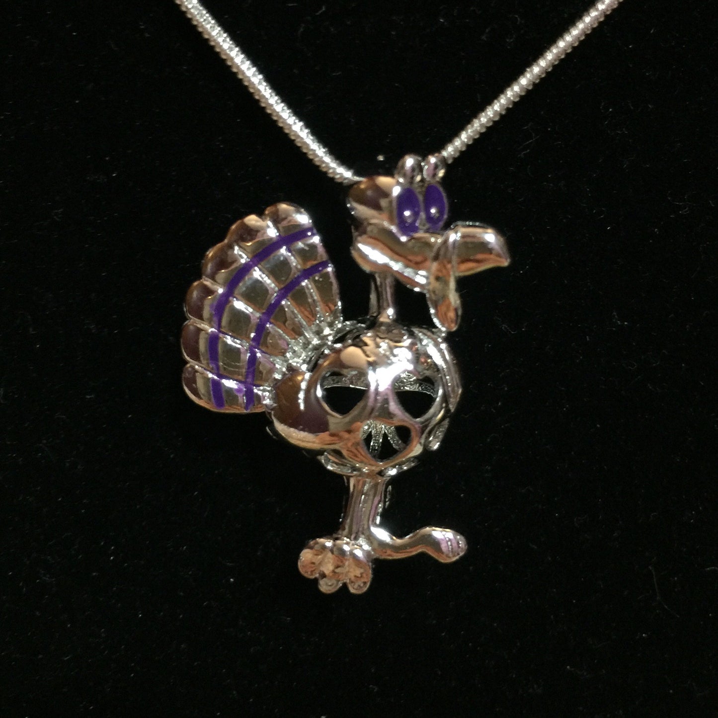 Purple Turkey Single Pearl Cage Pendant (Sterling Silver)