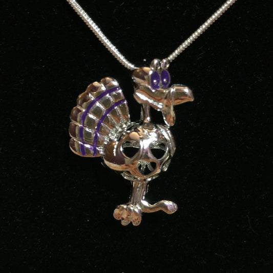 Purple Turkey Single Pearl Cage Pendant (Sterling Silver)