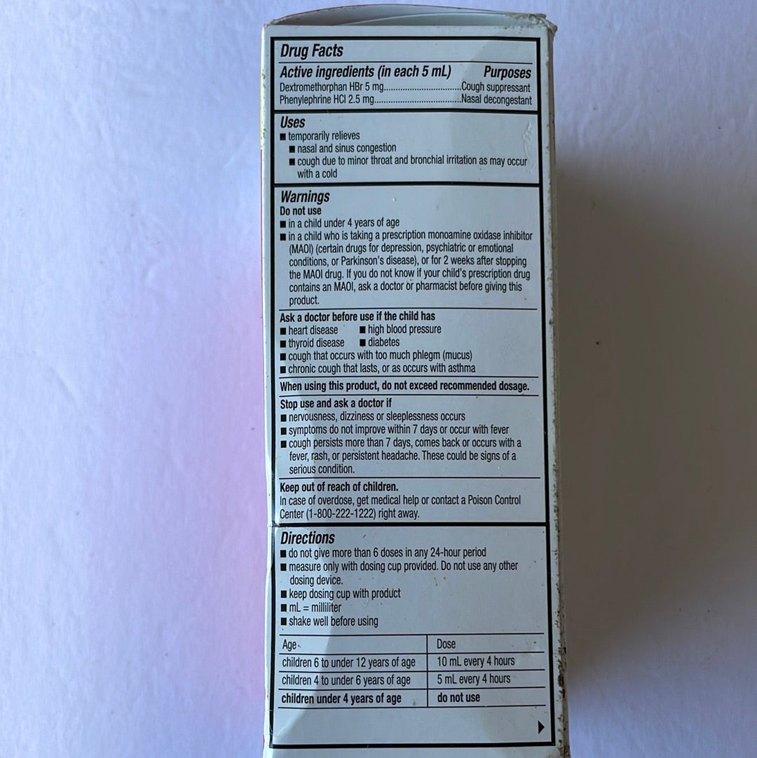 Children’s Triacting Syrup Cough Suppressant, 4 Fl Oz