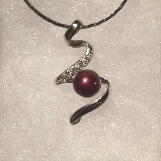 Ribbon Single-Pearl Pendant Mounting (Sterling silver)