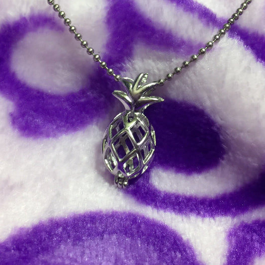 Pineapple Single-Pearl Cage Pendant (Sterling Silver)