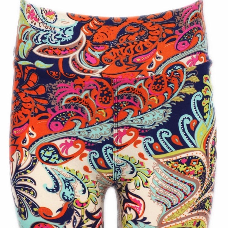Leggings, Long Shorts Rainbow Paisley