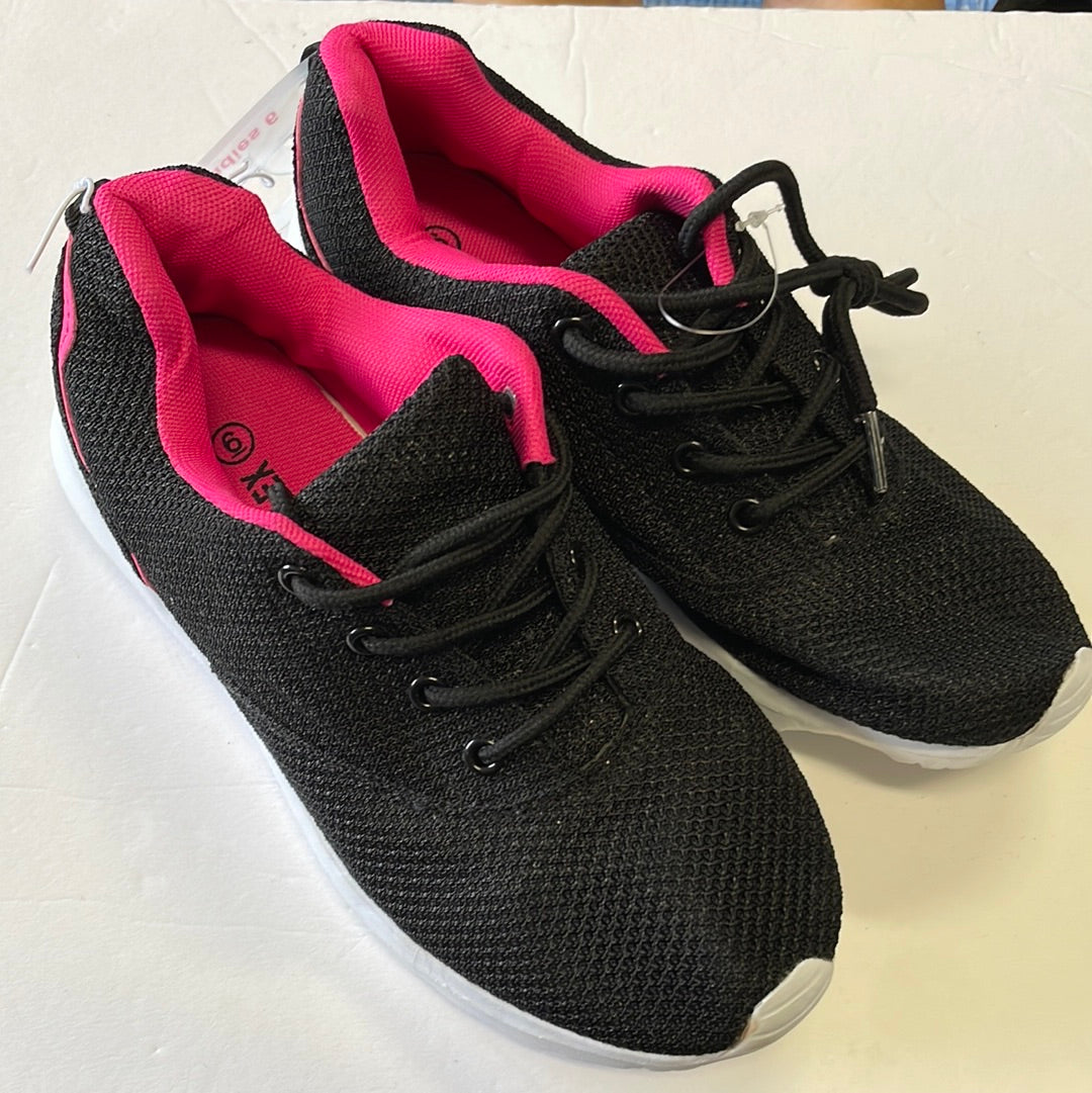 Women’s, Black Athletic Shoes W/Pink Accents
