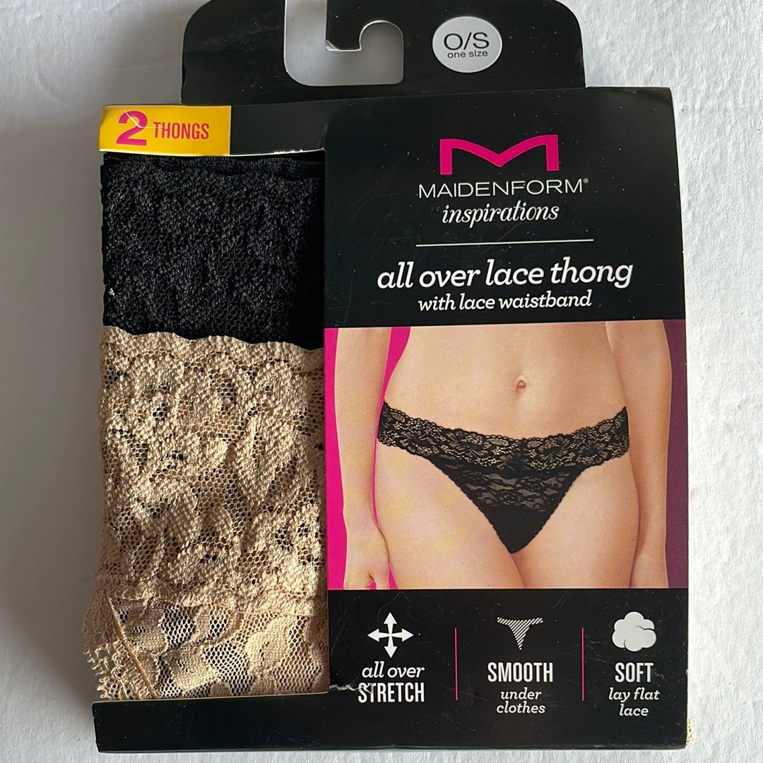 Women's Maidenform Inspirations All Over Lace Thong Underwear – Pearls  Helping Pets