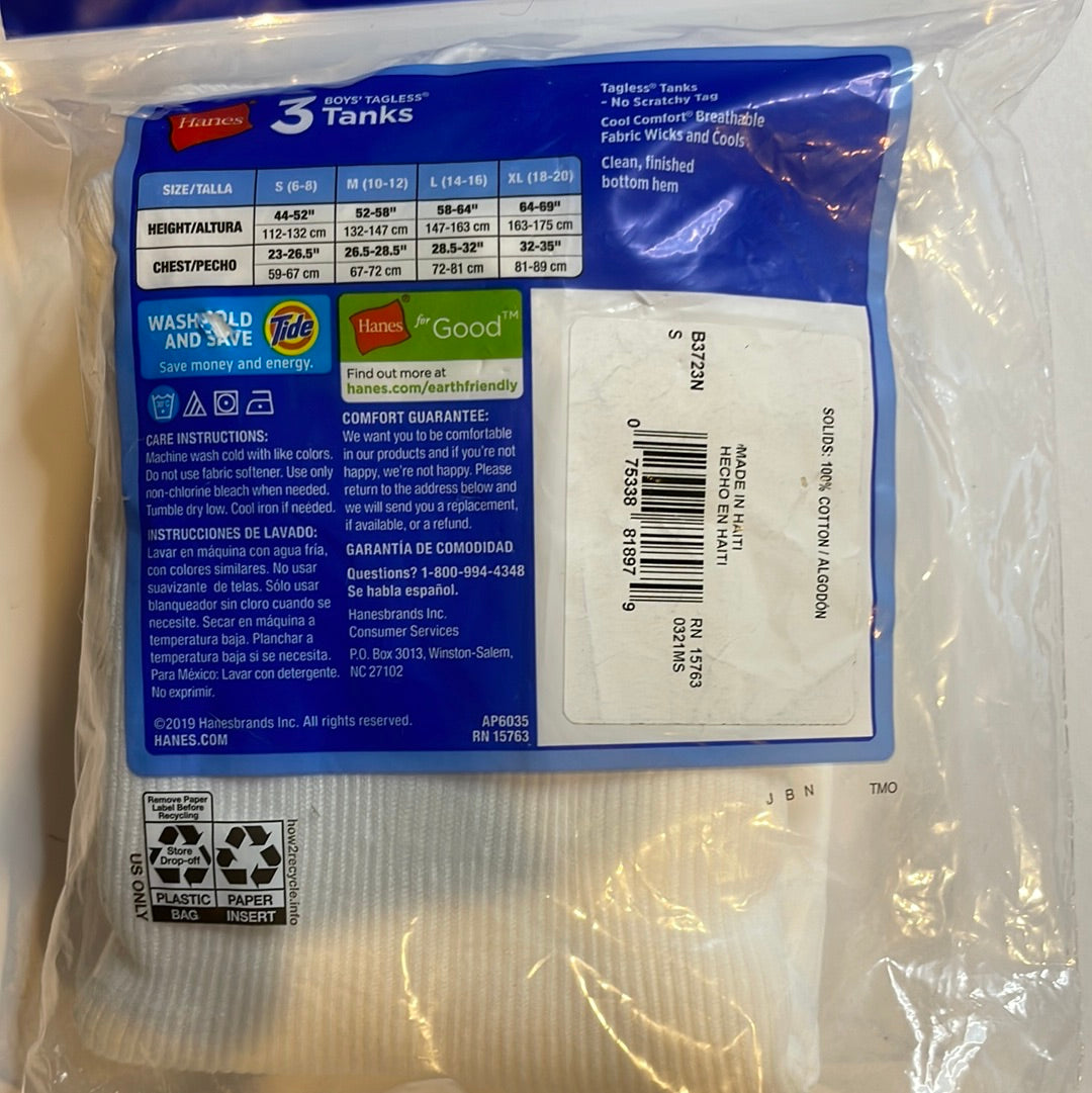 Boy’s Hanes White Tanks