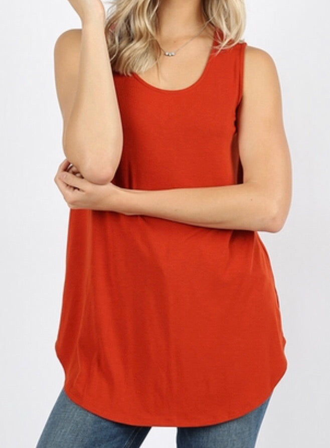 Tops, Sleeveless Round Neck Round Hem Top