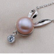 Floppy Bunny Ear Single-Pearl Pendant Mounting (Sterling silver)