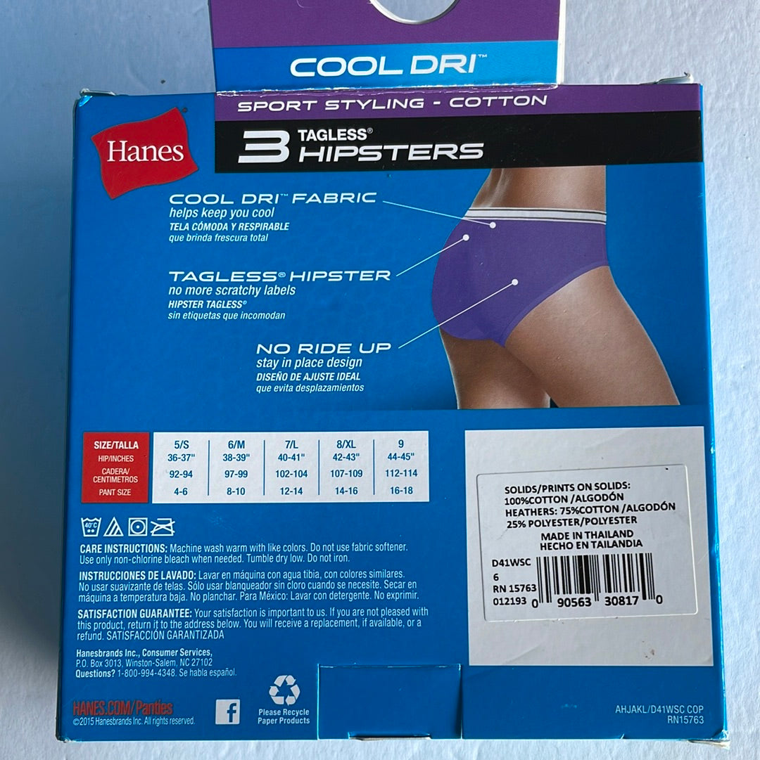 Women’s Hanes Cool Dri Hipsters Underwear