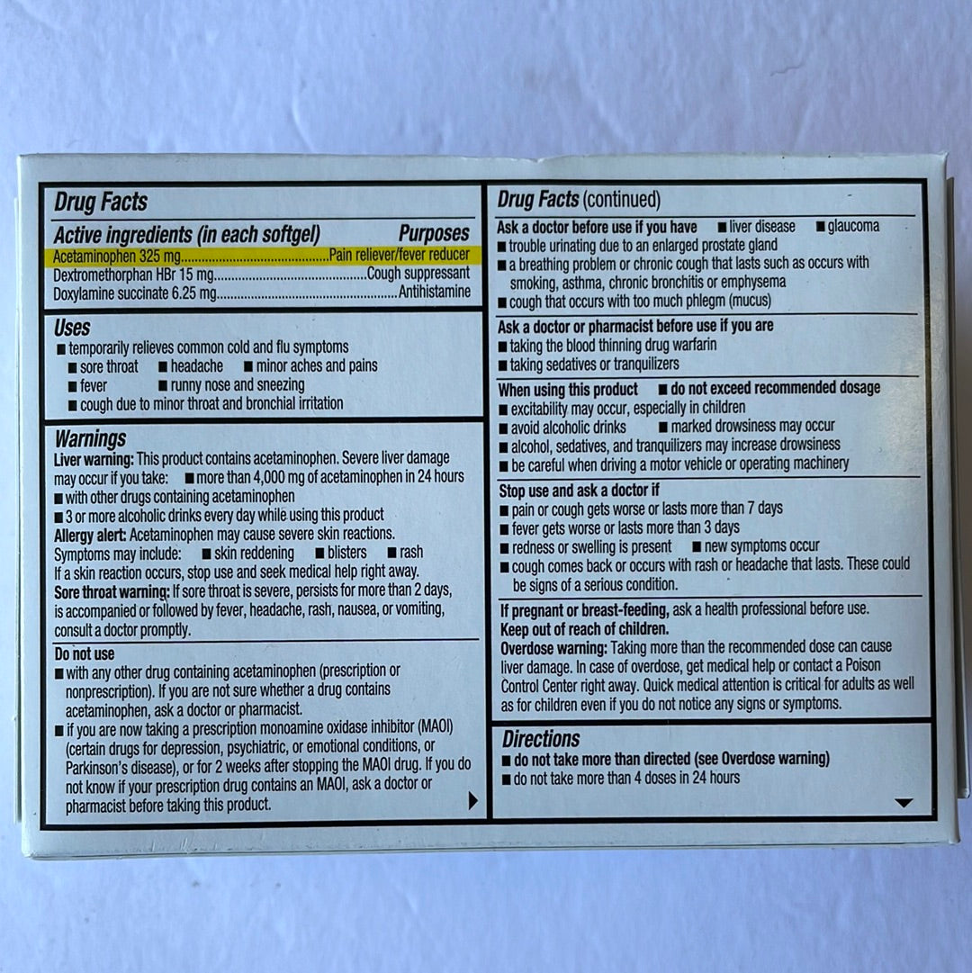 Nighttime Cold and Flu Relief Gel, 48 Ct