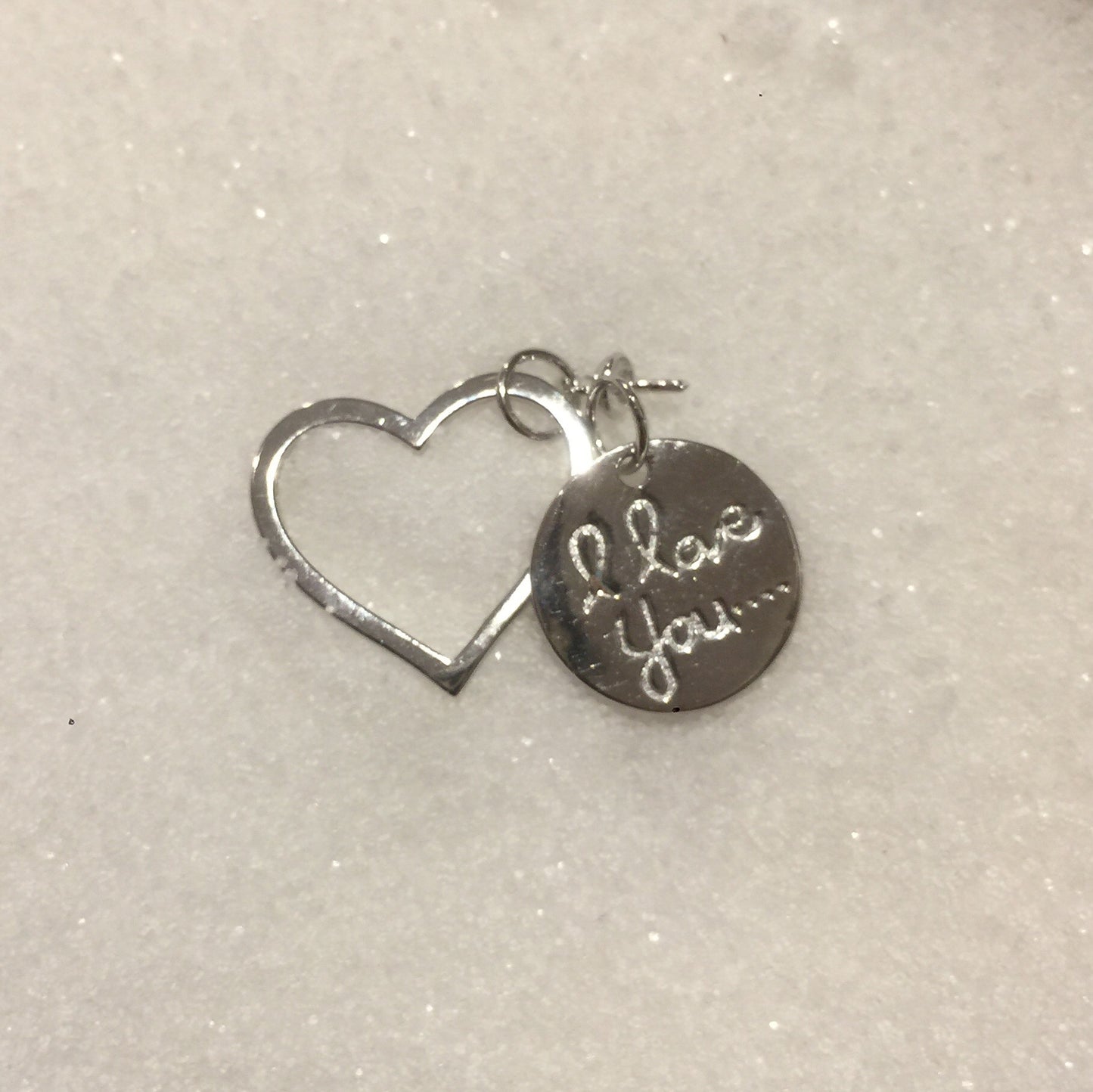 I Love You w/Heart Single-Pearl Pendant Mounting (Sterling silver)