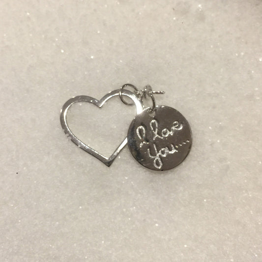 I Love You w/Heart Single-Pearl Pendant Mounting (Sterling silver)