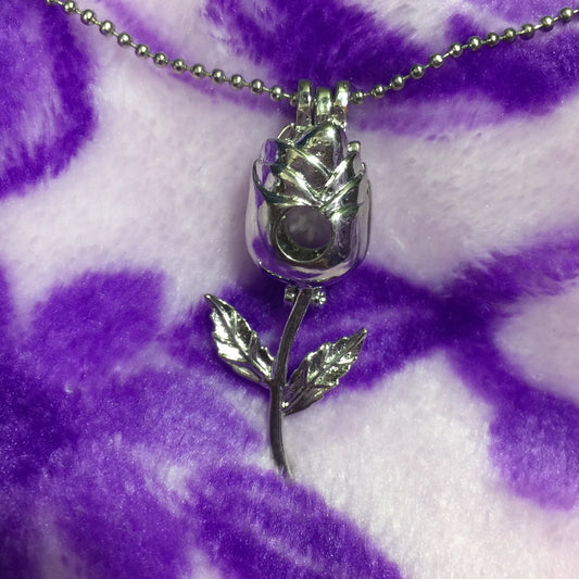 Rose Single-Pearl Cage Pendant