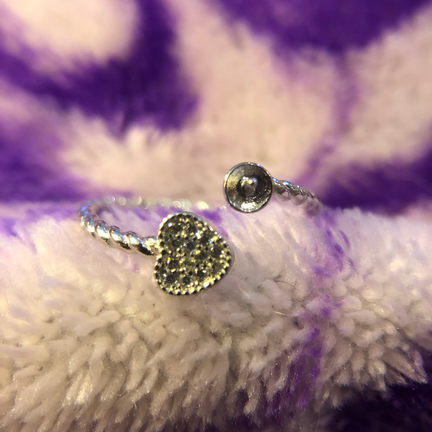 Heart Rope Angled Ring Mounting (Sterling silver)