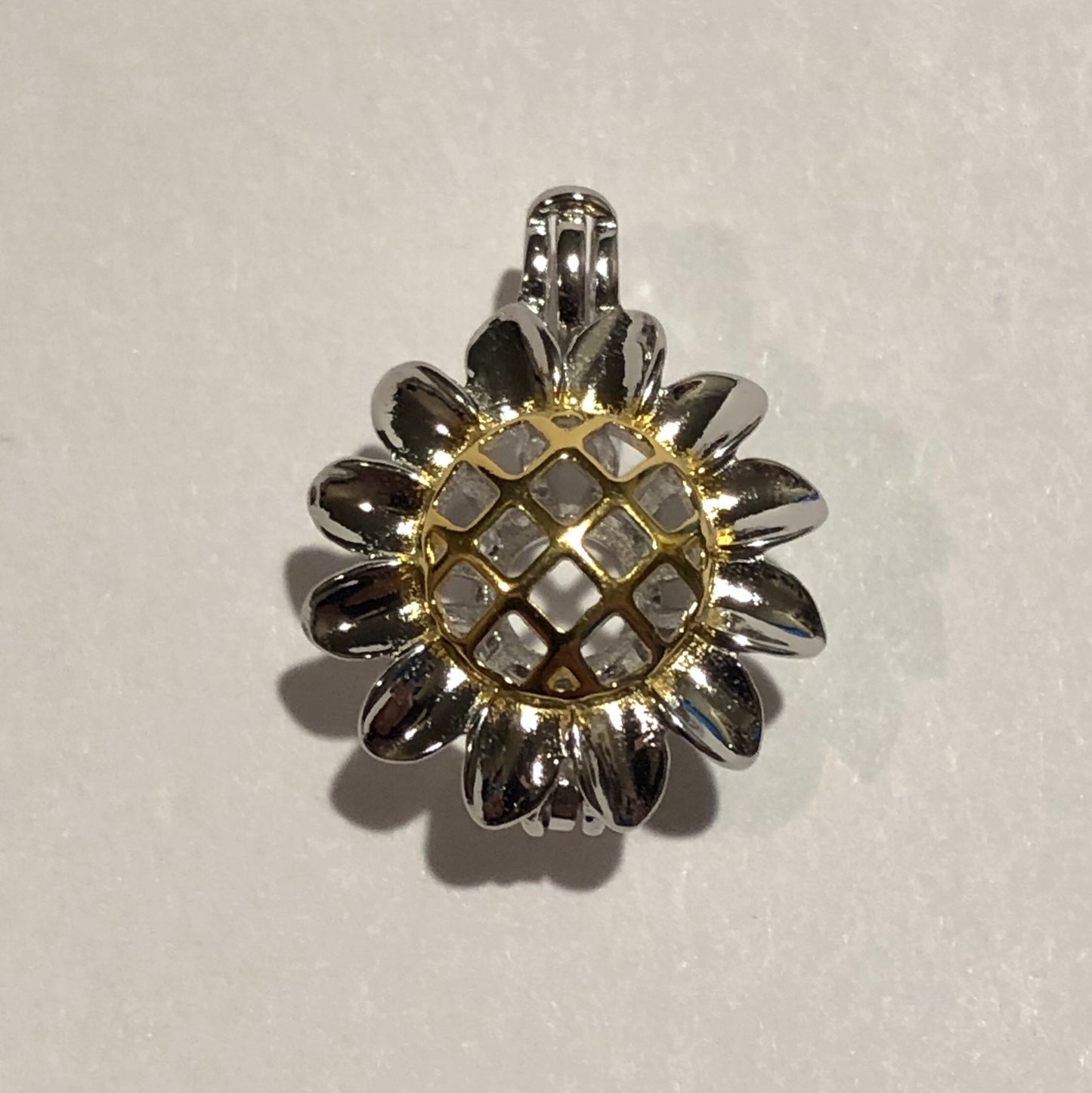 Sunflower Single-Pearl Cage Pendant (Sterling Silver)