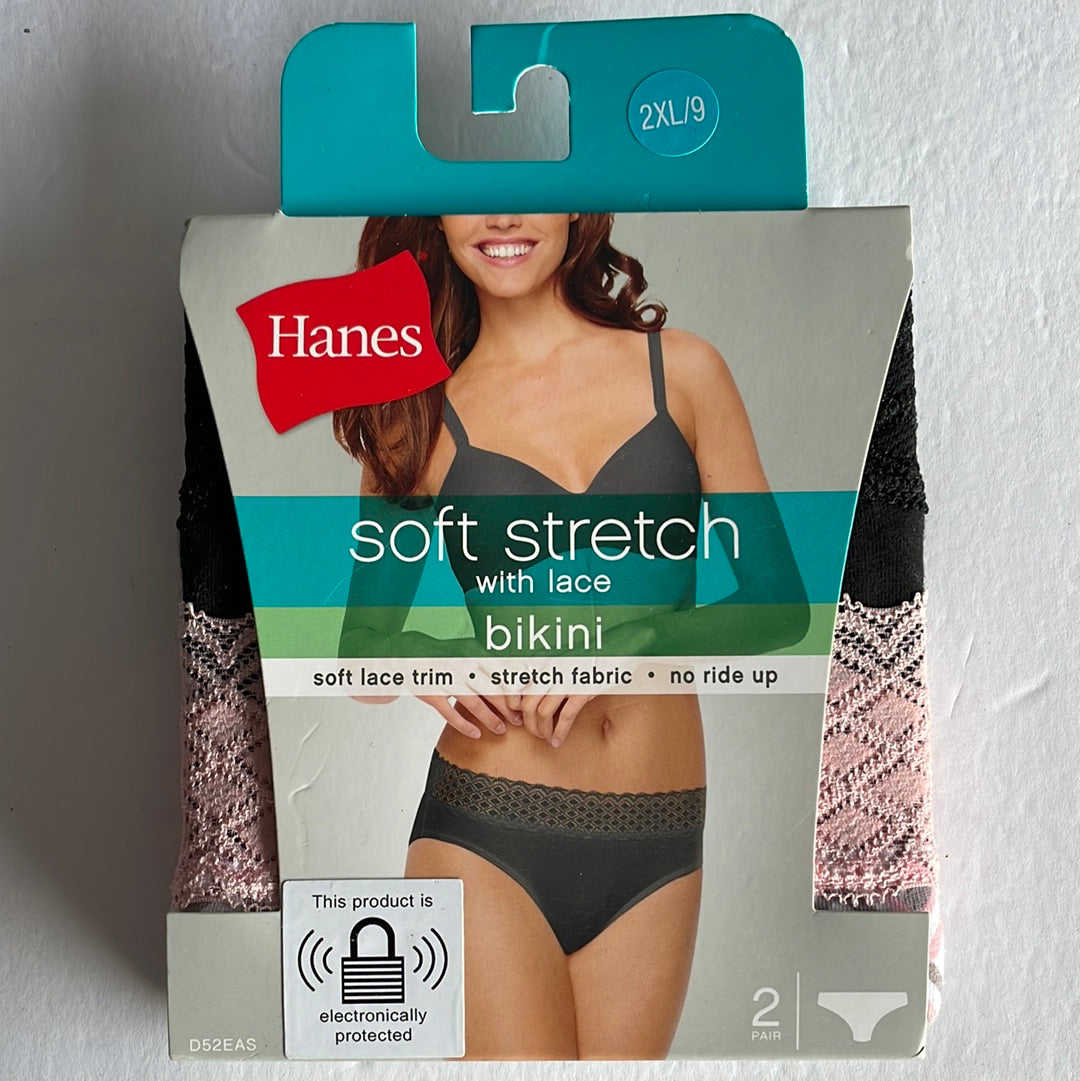 4 Pairs) Hanes women Soft Stretch With Lace Bikini Underwear Size L/7  738994349118