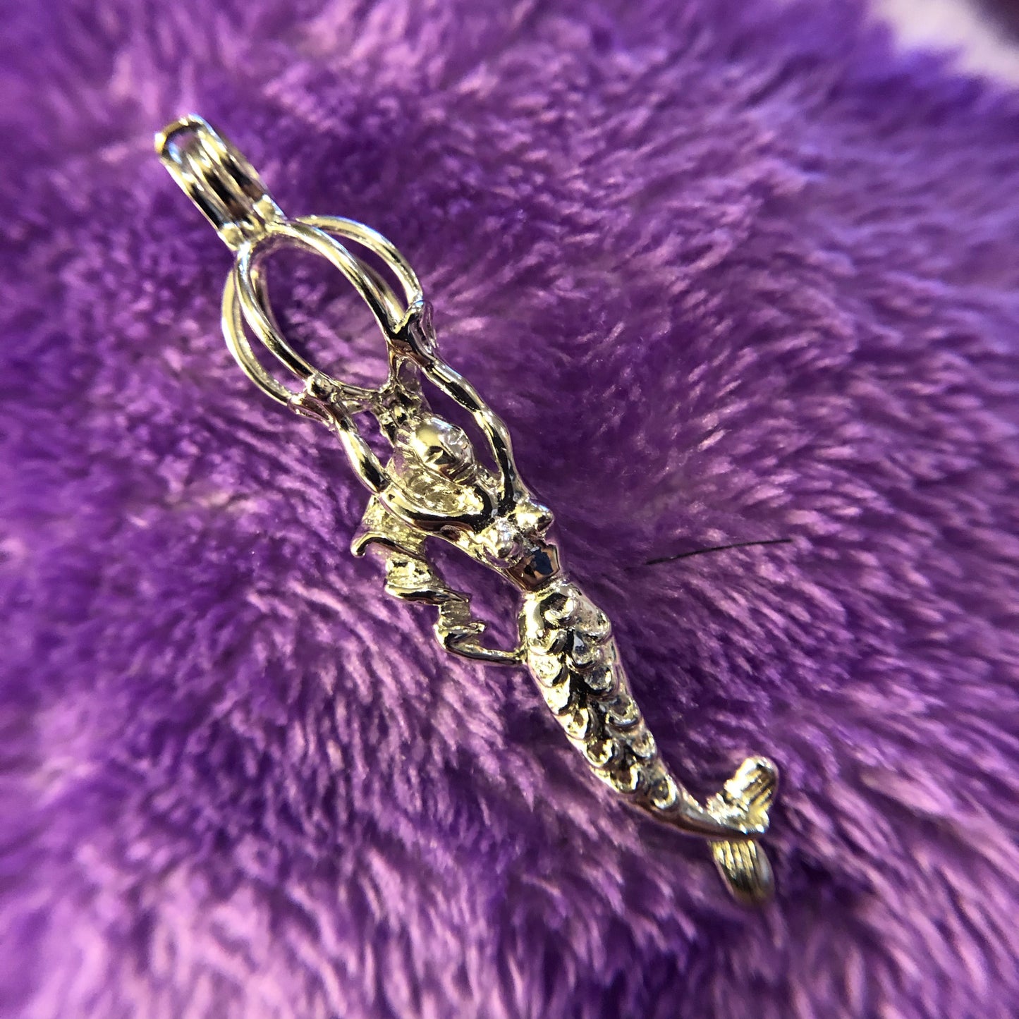 Mermaid Single-Pearl Cage Pendant (Sterling Silver)