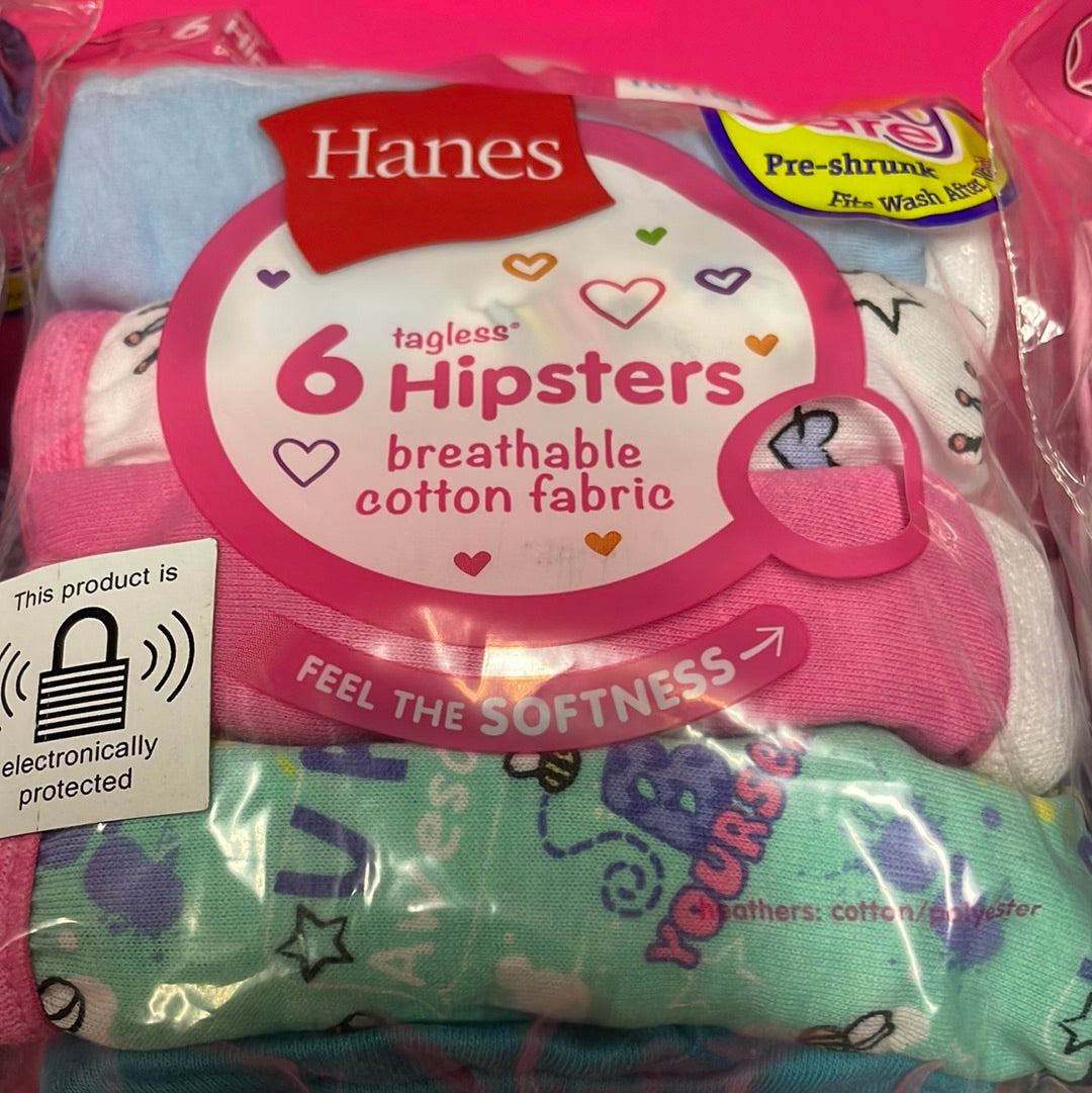 Girl’s Hanes Tagless Hipsters Underwear