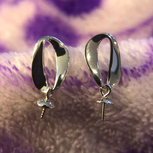 Sideways Circle Earring Mounting (Sterling silver)