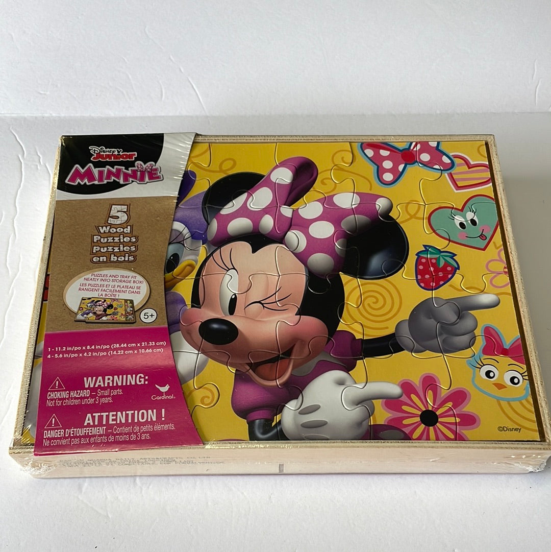 Licensed Wooden Puzzles, 5 Puzzles and Storage Box