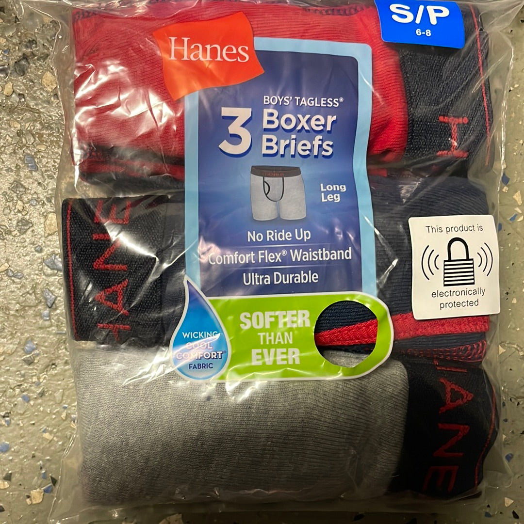 Boy’s Hanes Tagless Boxer Briefs, Sport Styling