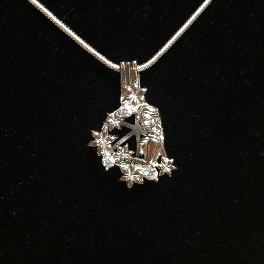 Frozen Elsa Single Pearl Cage Pendant (Sterling Silver)