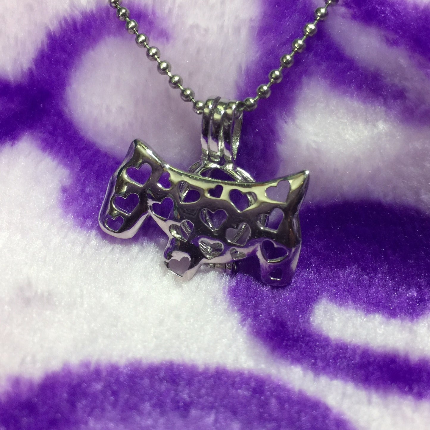 Scottie Dog Single-Pearl Cage Pendant (Sterling Silver)