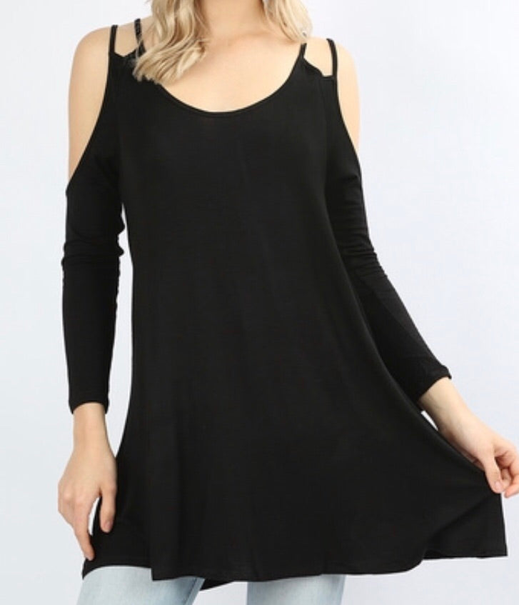 Tops, Double Strap Cold Shoulder Top
