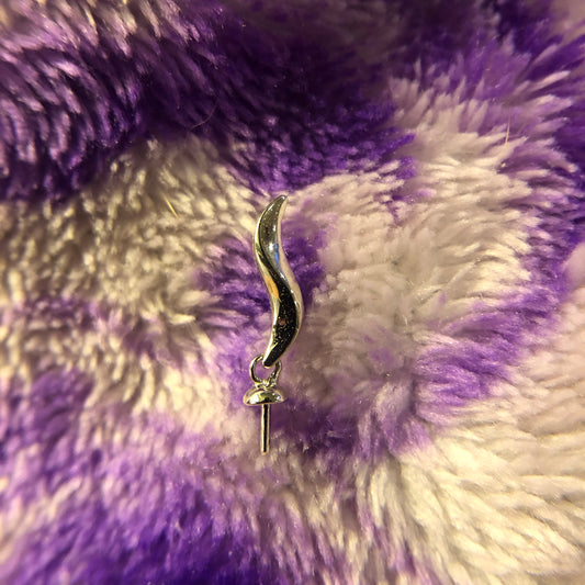 Italian Horn Single-Pearl Pendant Mounting (Sterling silver)