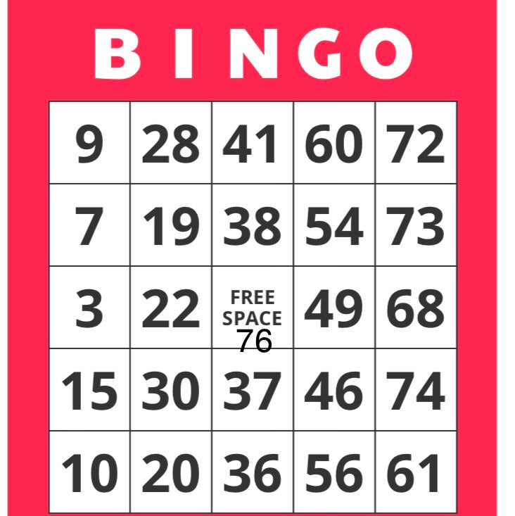 Game, Bingo: 9/19 at 3pm EST
