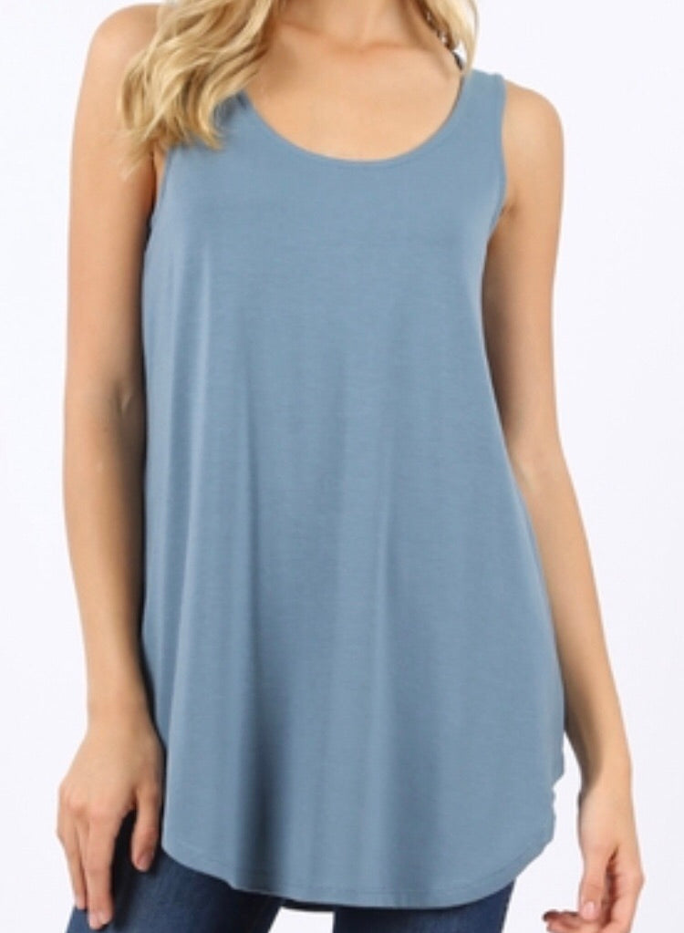 Tops, Sleeveless Round Neck Round Hem Top