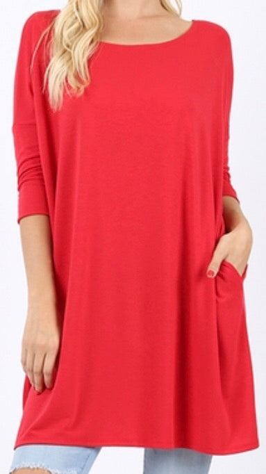 Tops, 3/4 Sleeve Drop Shoulder Boxy Top