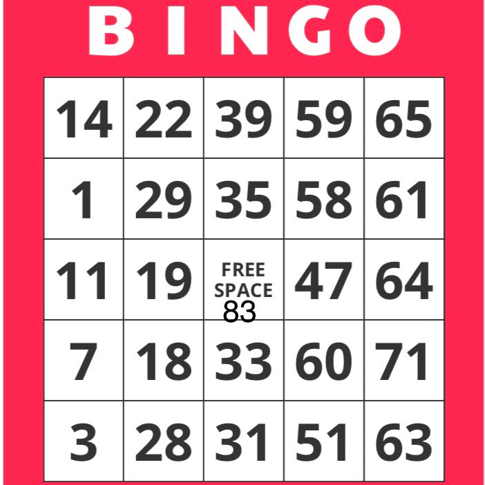 Game, Bingo: 9/19 at 3pm EST