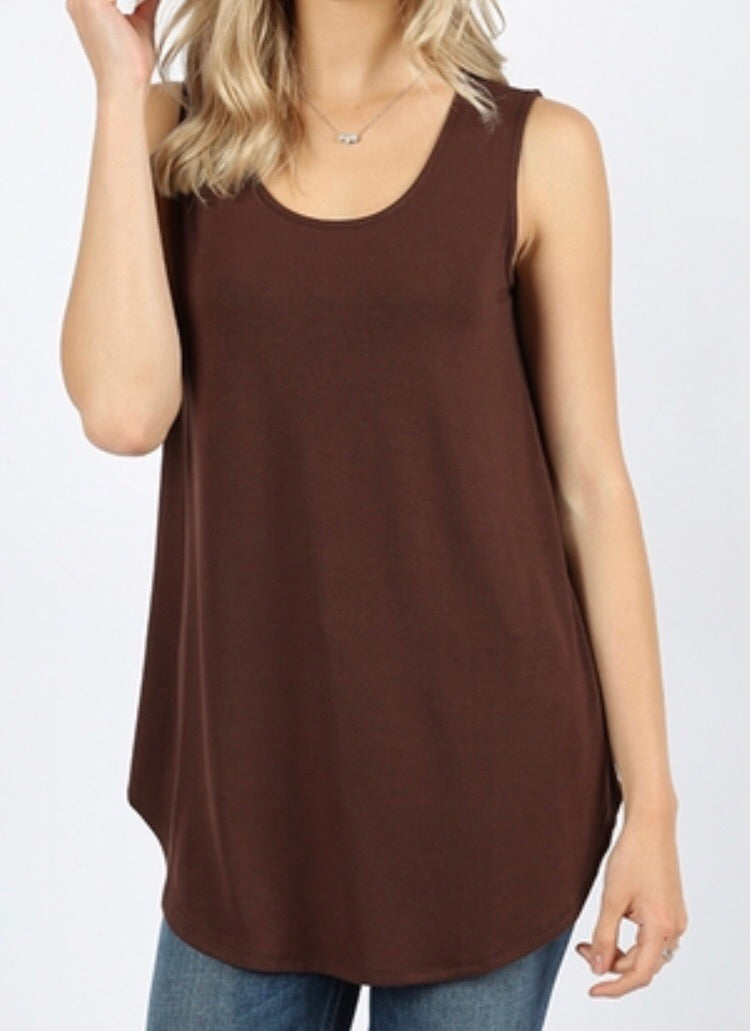 Tops, Sleeveless Round Neck Round Hem Top