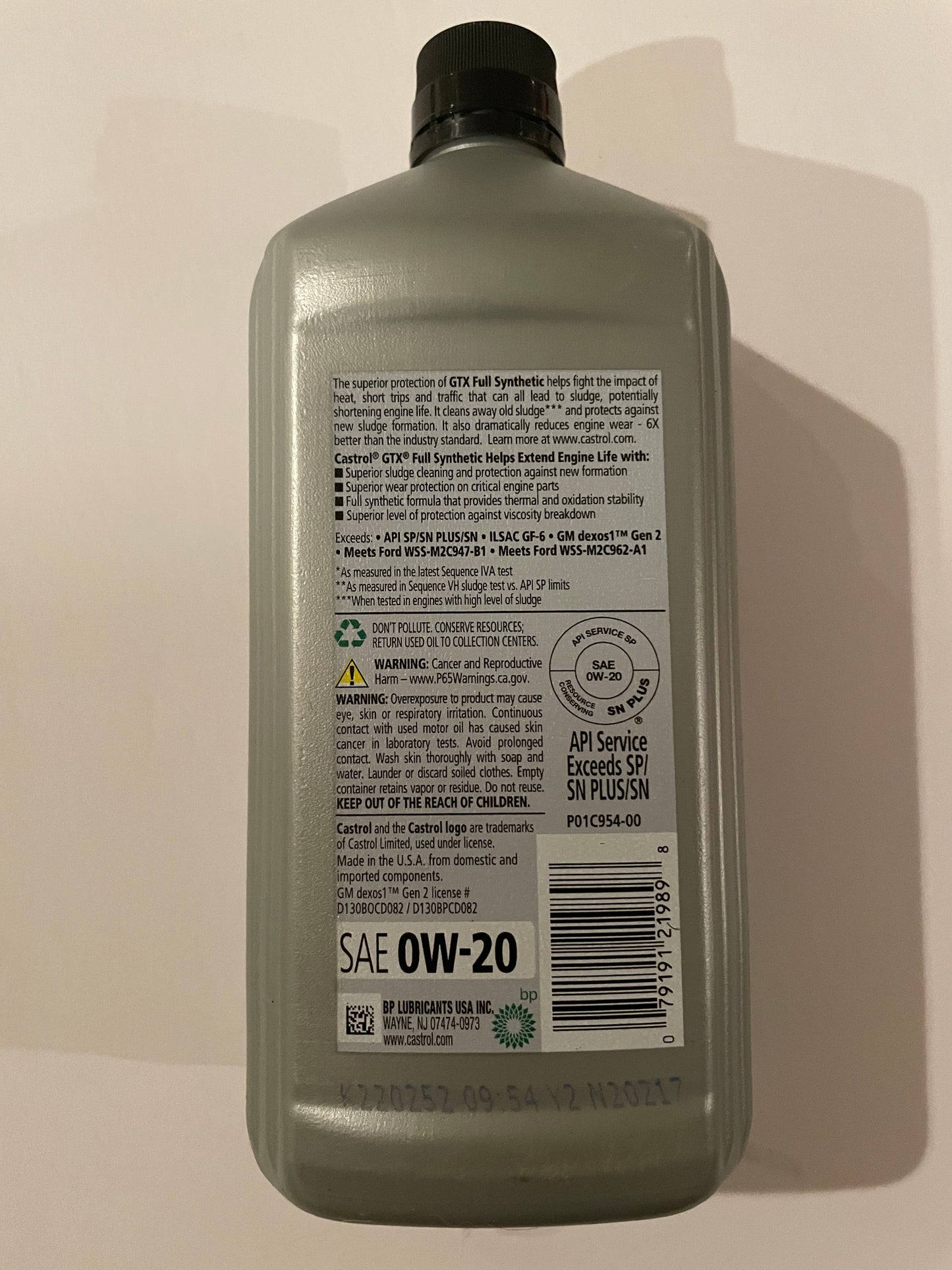Automotive, Castrol GTX Full Synthetic Motor Oil