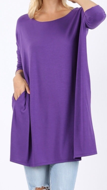 Tops, 3/4 Sleeve Drop Shoulder Boxy Top