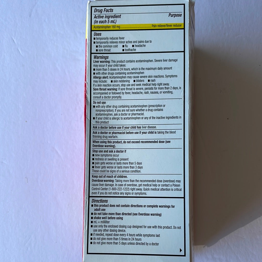 Children’s Pain Relief Acetaminophen, Cherry Flavor, 8 Fl Oz