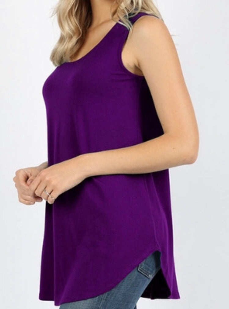 Tops, Sleeveless Round Neck Round Hem Top