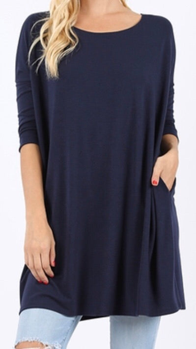 Tops, 3/4 Sleeve Drop Shoulder Boxy Top